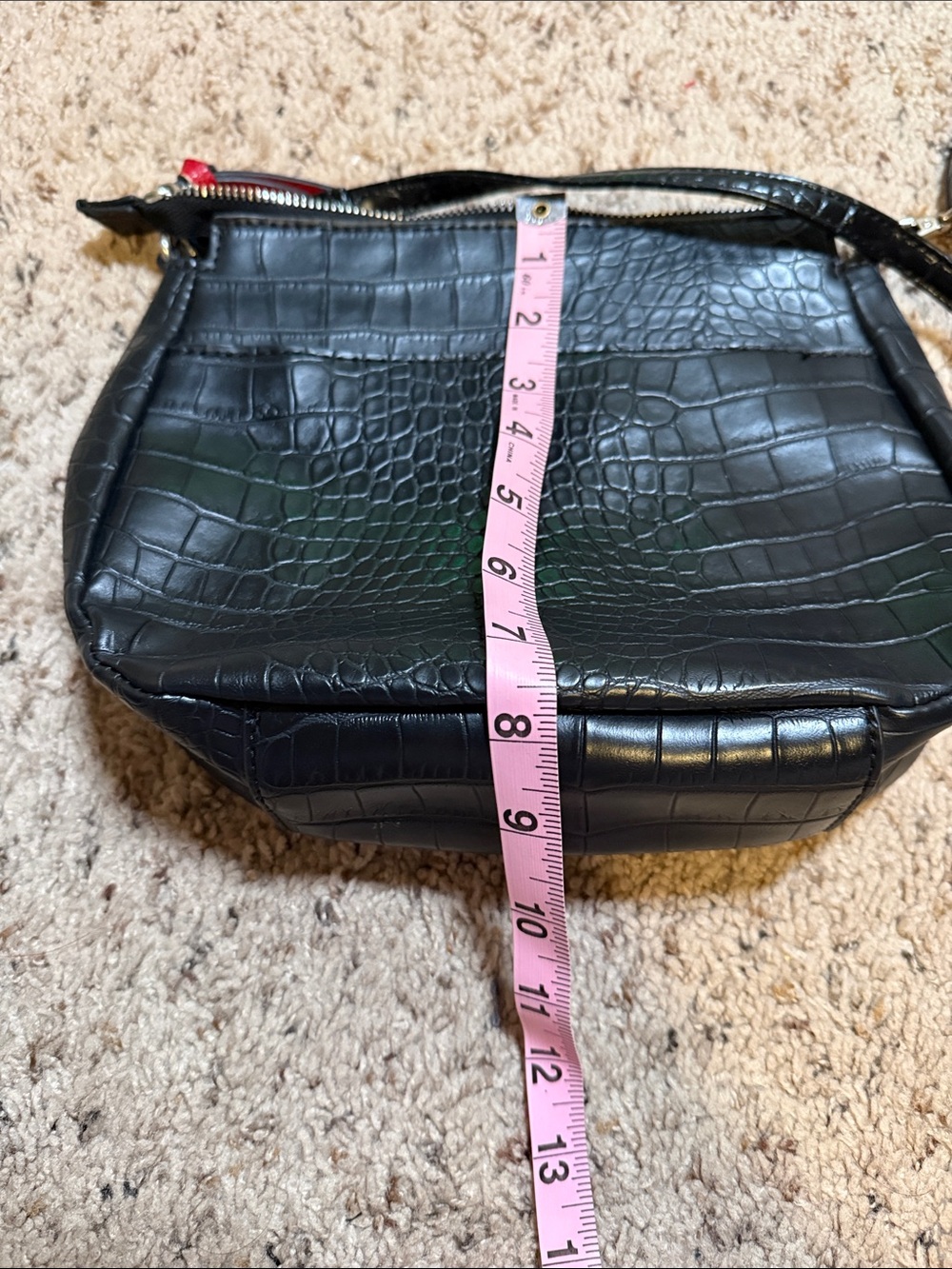 Tahari Black Croc-Embossed Shoulder Bag - Picture 7 of 9